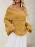 Fold-Over Collar Long Sleeve Sweater.