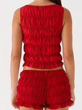 Ruched Texture Tank and Shorts Two-Piece Set - EBYNN