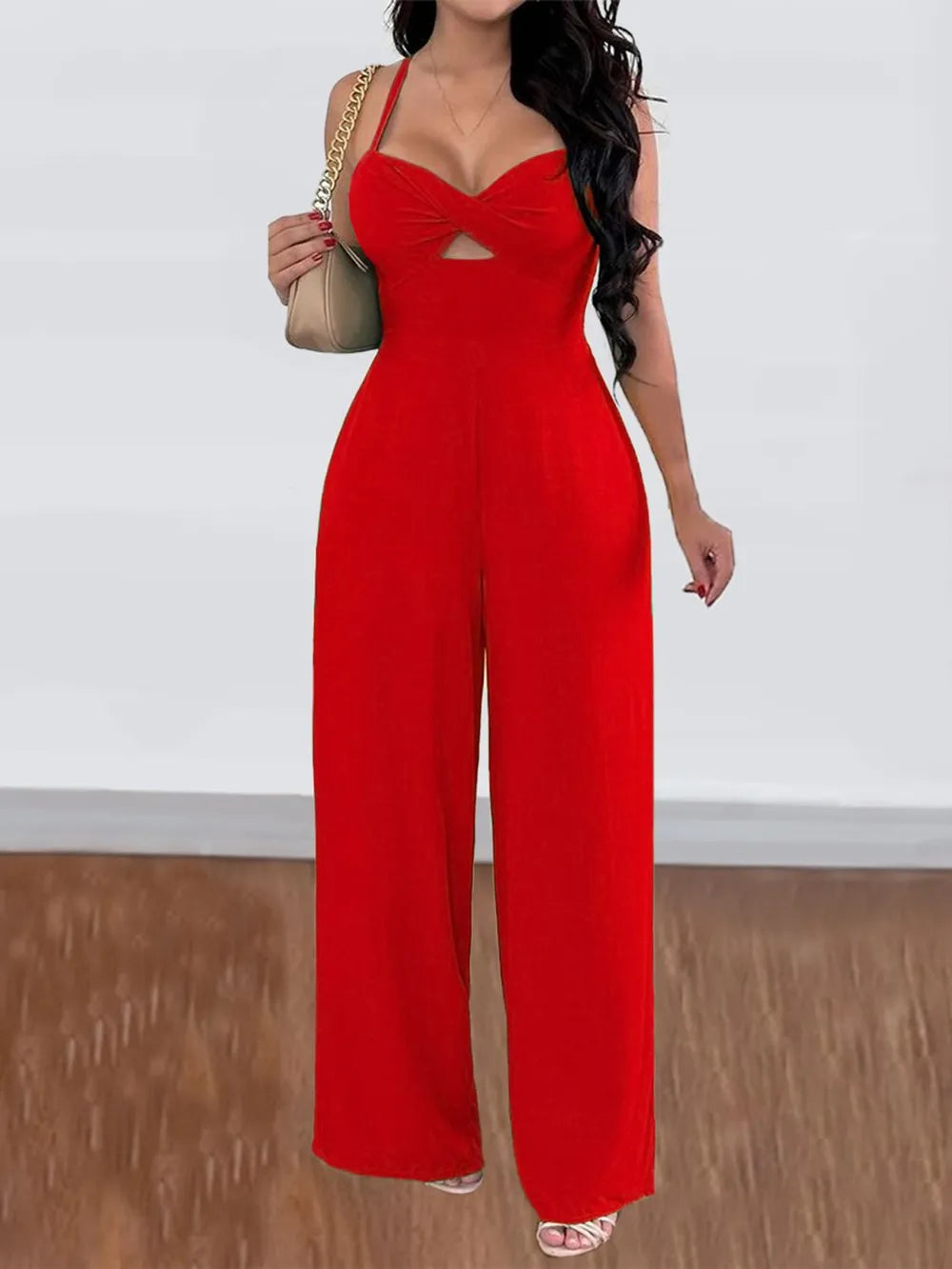 Devine Tie Back Backless Crisscross Jumpsuit.