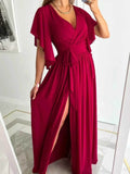 Flutter Sleeve Surplice Tie Waist Dress.