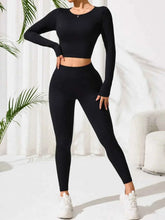 Lace-Up Back Round Neck Active Set.