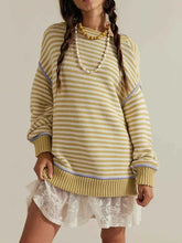 Slit Striped Oversized Sweater.