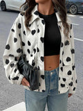 Heart Print Zip Up Jacket.