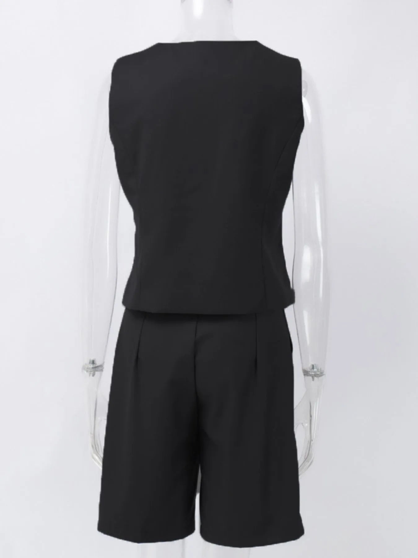 V-Neck Vest and Pants Two-Piece Blazer Set.