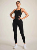 Crisscross Back Sleeveless Active Jumpsuit.