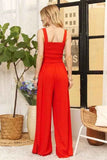 ADORA Plus Size Smocking Top Wide Leg Jumpsuit.