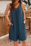 Casual V-Neck Sleeveless Romper with Pockets