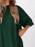 Plus Size Round Neck Set: Oversized Top and Shorts Set for Ultimate Comfort - EBYNN