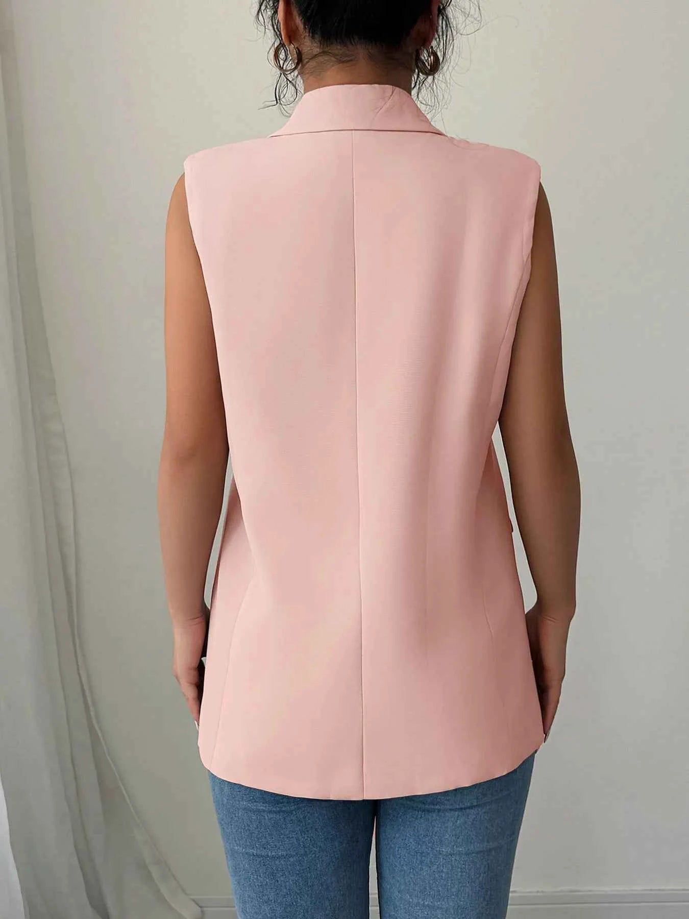 One Button V-Neck Blazer Vest Coat.