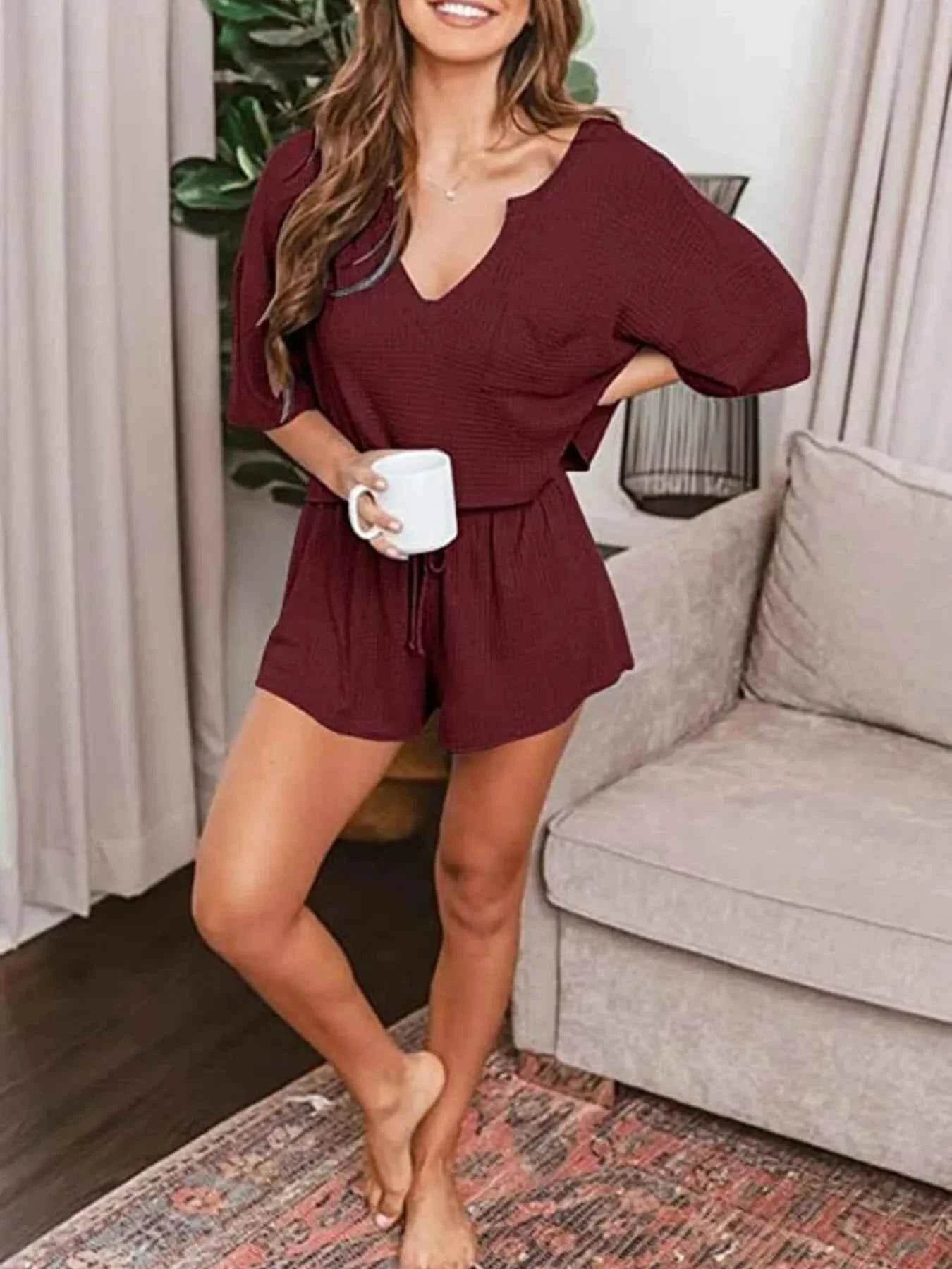Waffle Knit Lounge Set for Ultimate Comfort and Style - EBYNN