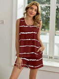 Striped Round Neck Tank and Shorts Lounge Set.