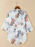 Floral Print Open Front Cover Up.