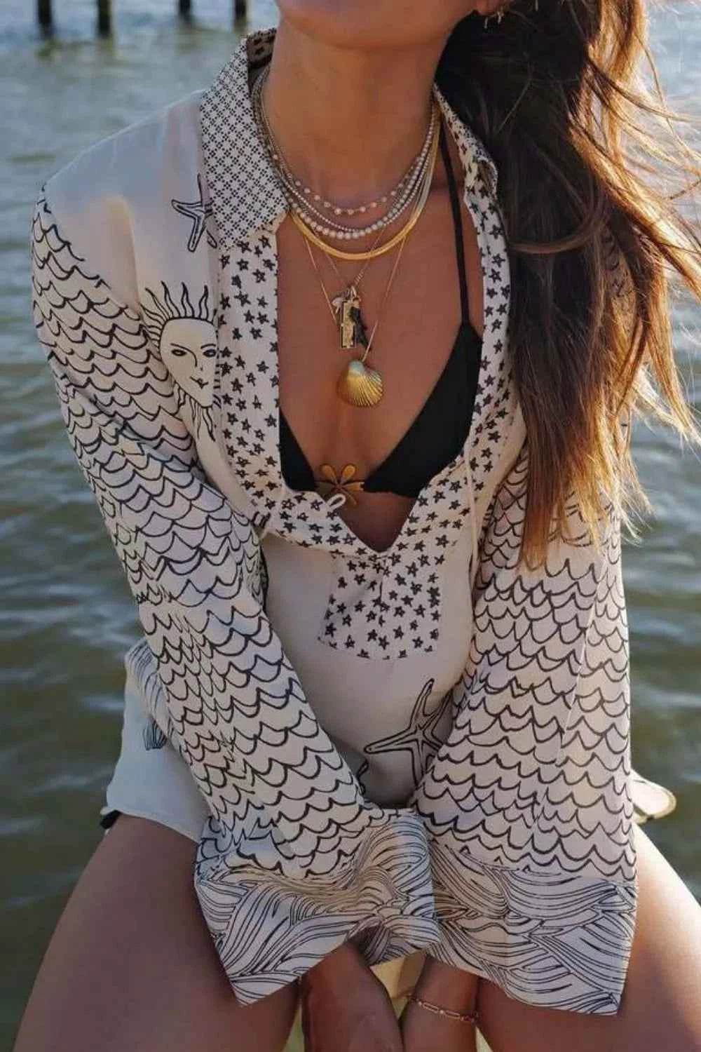 Nautical Print Two-Piece Top and Shorts Set - EBYNN