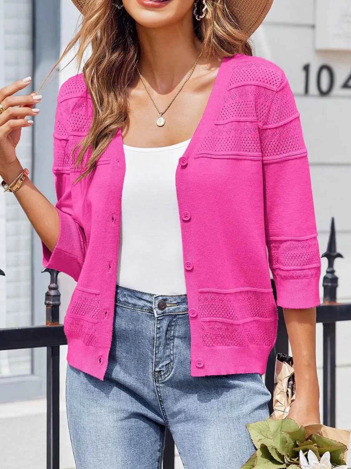 Button Up 3/4 Sleeve Cardigan.