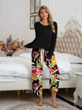 Round Neck Top & Printed Pants Lounge Set.