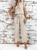Casual Flutter Sleeve Two-Piece Set - EBYNN