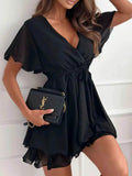 Surplice Flutter Sleeve Mini Dress.