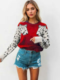 Leopard Print Round Neck Sweater.