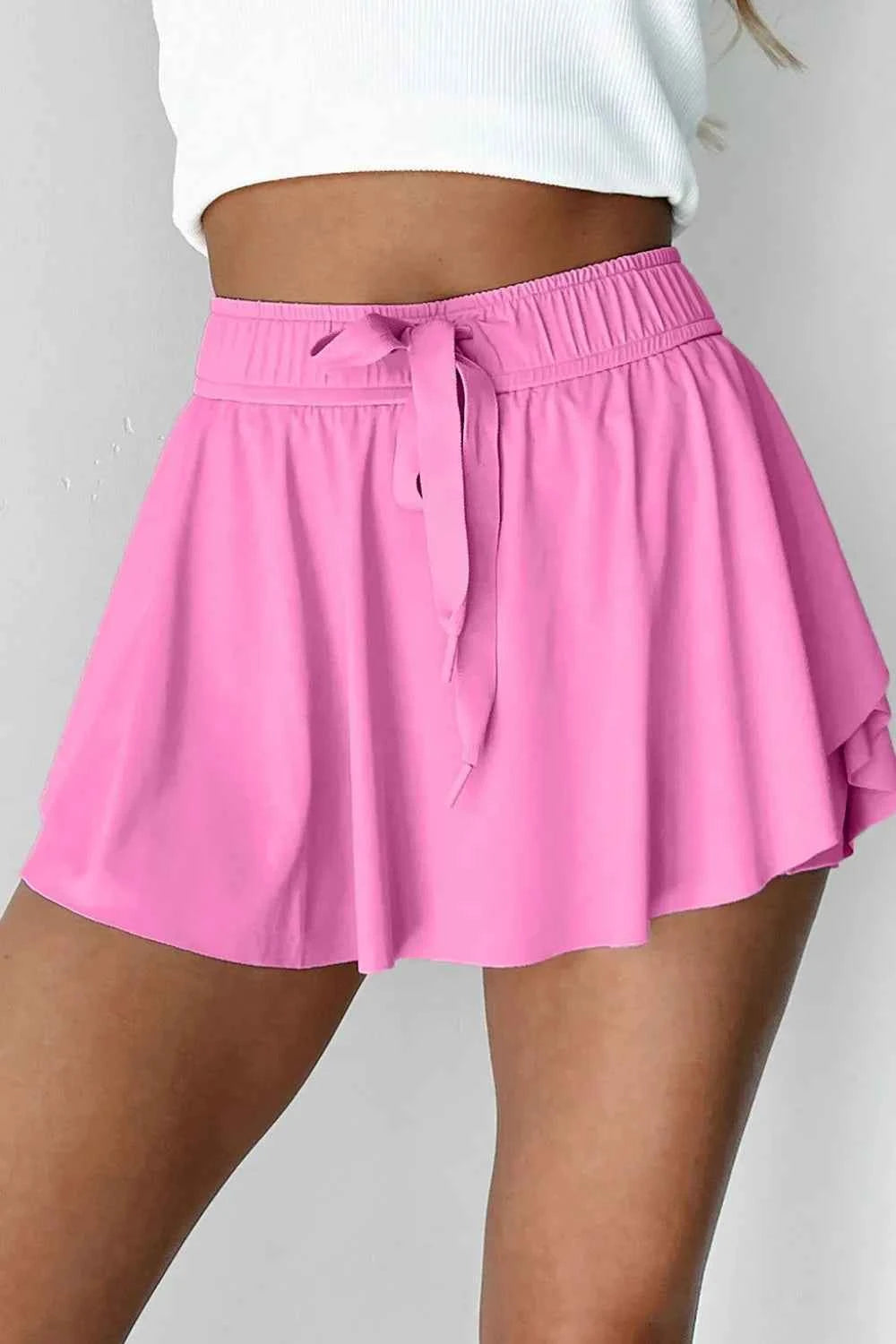 Drawstring High Waist Active Skorts.