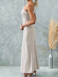 One Shoulder Striped Maxi Dress.