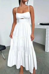 Cut-Out Tiered Dress with Spaghetti Straps.