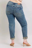 Judy Blue Plus Size Mid Rise Vintage Wash Boyfriend Jeans.