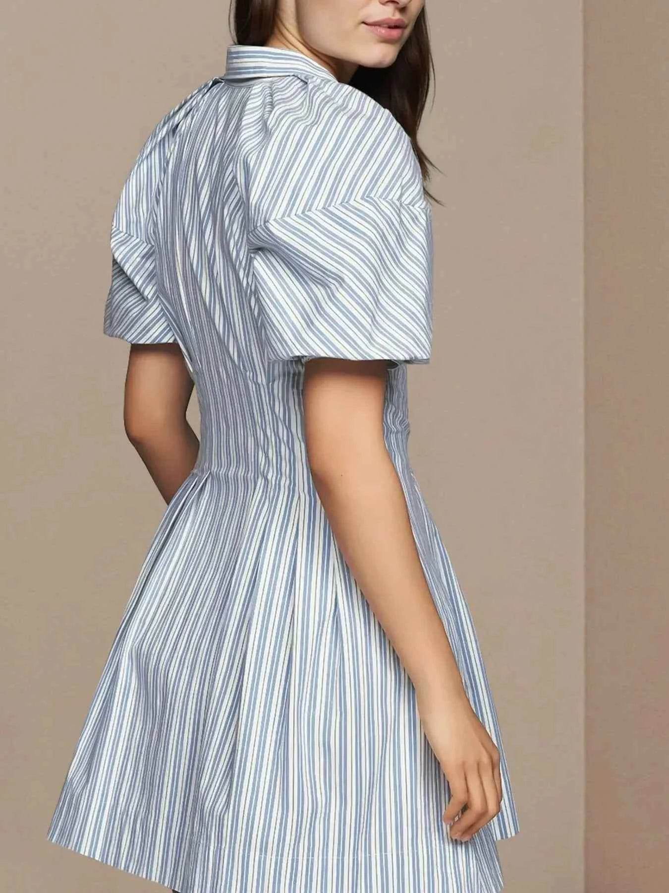 Striped Button Front Shirt Dress.