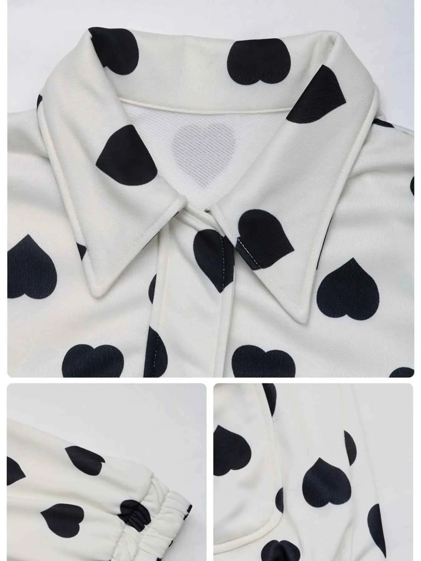 Heart Print Zip Up Jacket.
