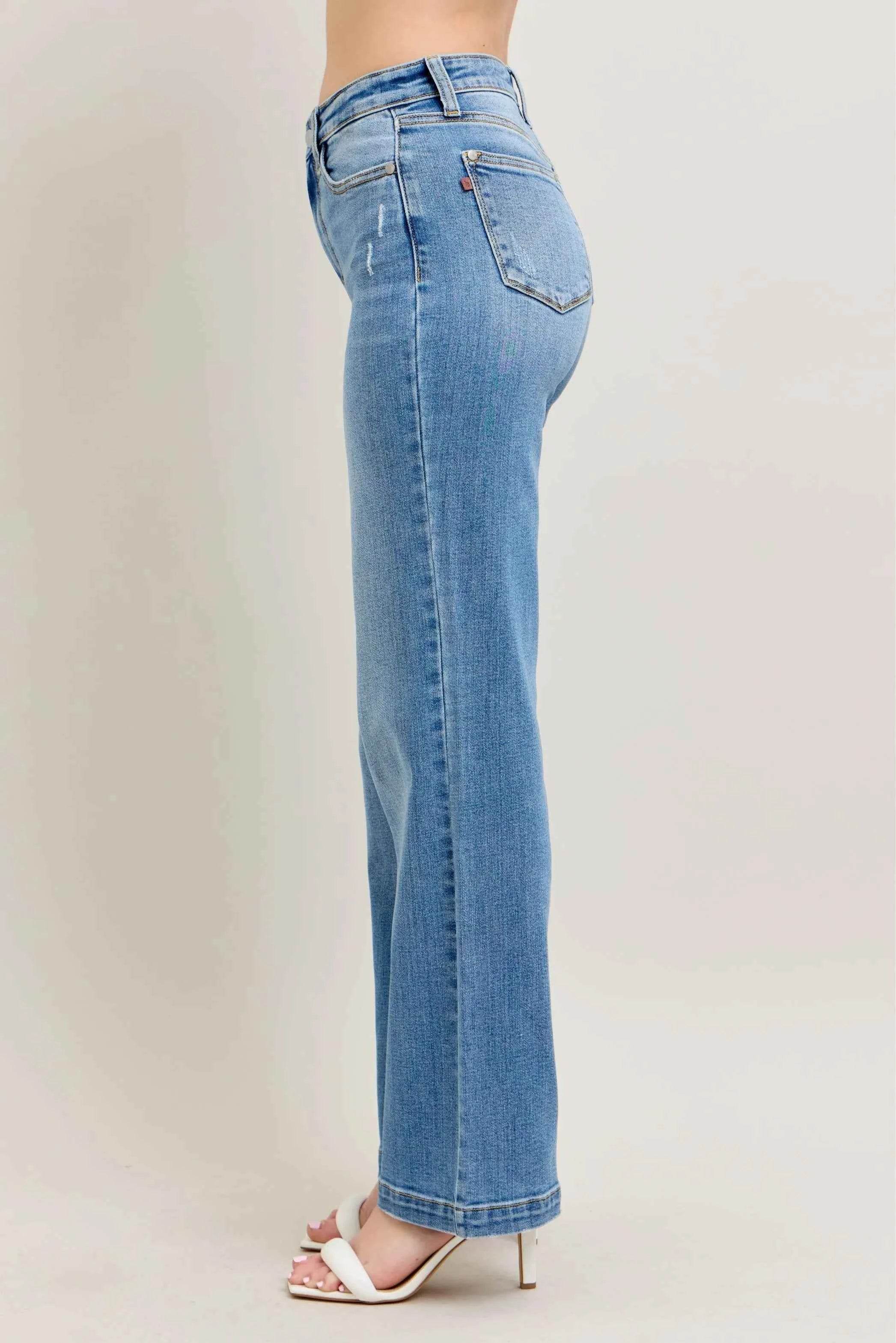 Judy Blue Plus Size High Waist Straight Leg Jeans.