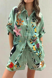 Tropical Paradise Floral Print Shirt and Shorts Set - EBYNN