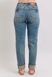 Judy Blue Plus Size Mid Rise Vintage Wash Boyfriend Jeans.