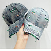 Distressed Adjustable Cotton Baseball Cap.