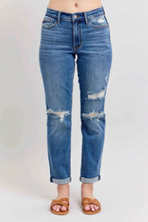 Judy Blue Plus Size Mr Vintage Wash Boyfriend Fit Jeans.