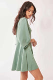 Davi & Dani Sage Green Draped Sleeve Skort Romper.