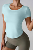 Cutout Round Neck Short Sleeve Active T-Shirt.