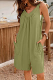 Casual V-Neck Sleeveless Romper with Pockets