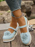 Flower Embellished Mary Jane Loafers.