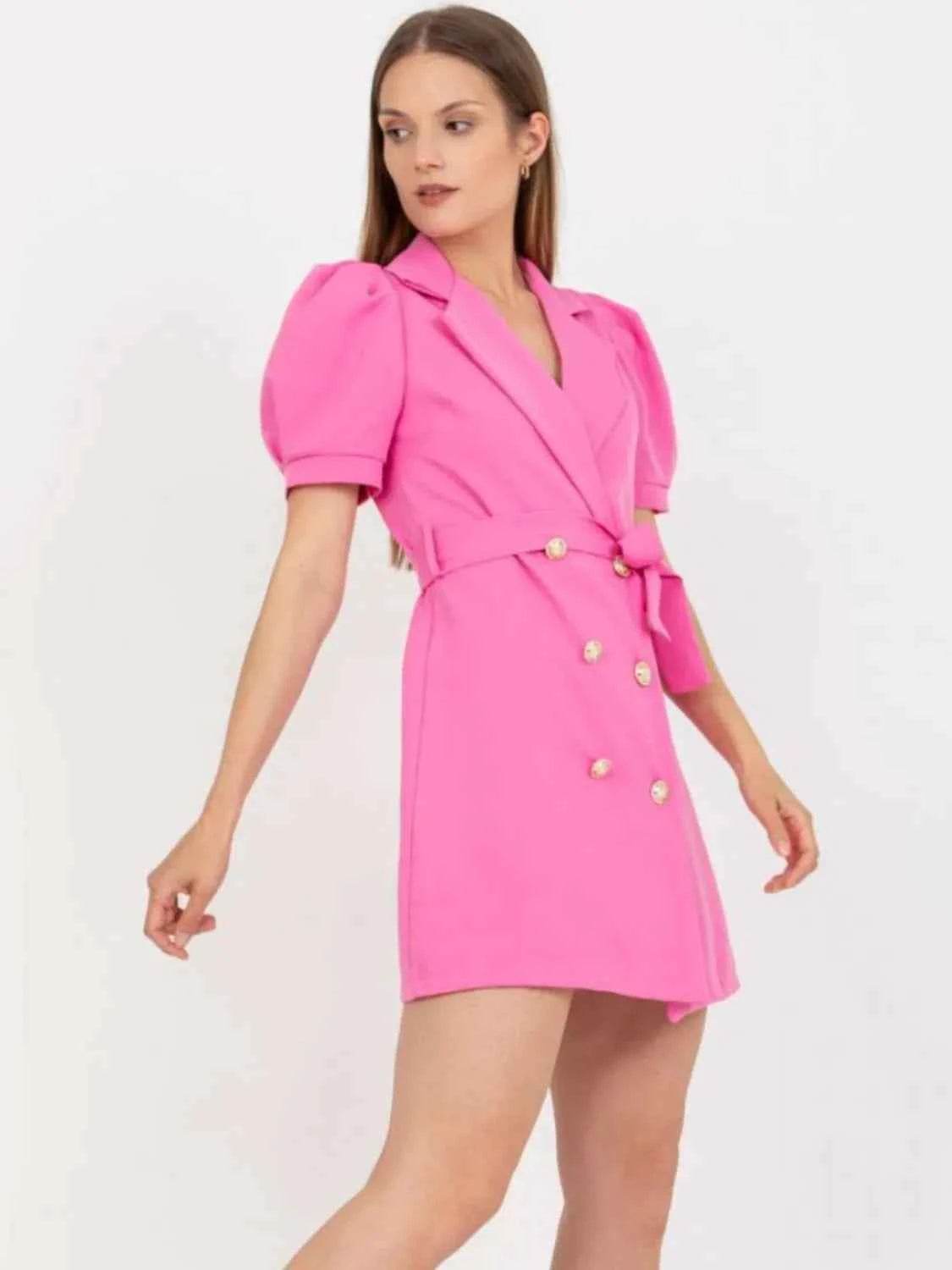 Belted Short Sleeve Blazer Dress.
