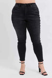 Judy Blue Plus Size Mid Rise Tummy Control Skinny Jeans.