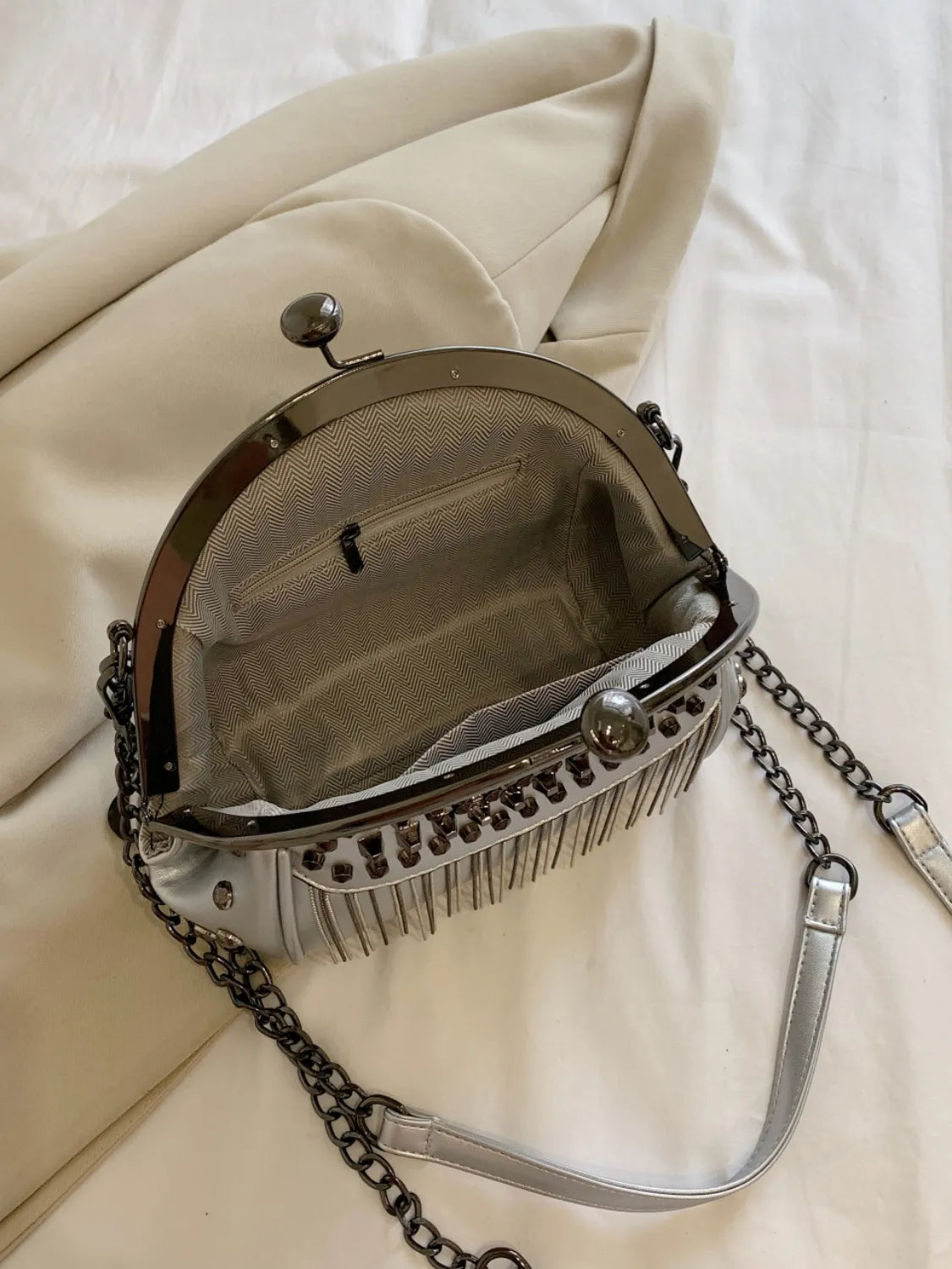 Studded Fringe Crossbody Bag.