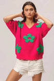 BiBi Pearl Beads Flowers Sweater Top.