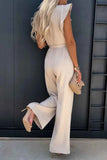 Round Neck Cap Sleeve Jumpsuit.