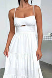 Cut-Out Tiered Dress with Spaghetti Straps.