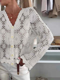 Lace V-Neck Button-Up Cardigan.