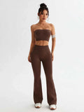 Tube Top & High Waist Flare Pants Active Set.