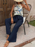 Printed Tank Top and Wide Leg Pants Set for Effortless Style - EBYNN