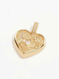 18K Gold-Plated Heart Locket Pendant Necklace.