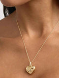 18K Gold-Plated Heart Locket Pendant Necklace.