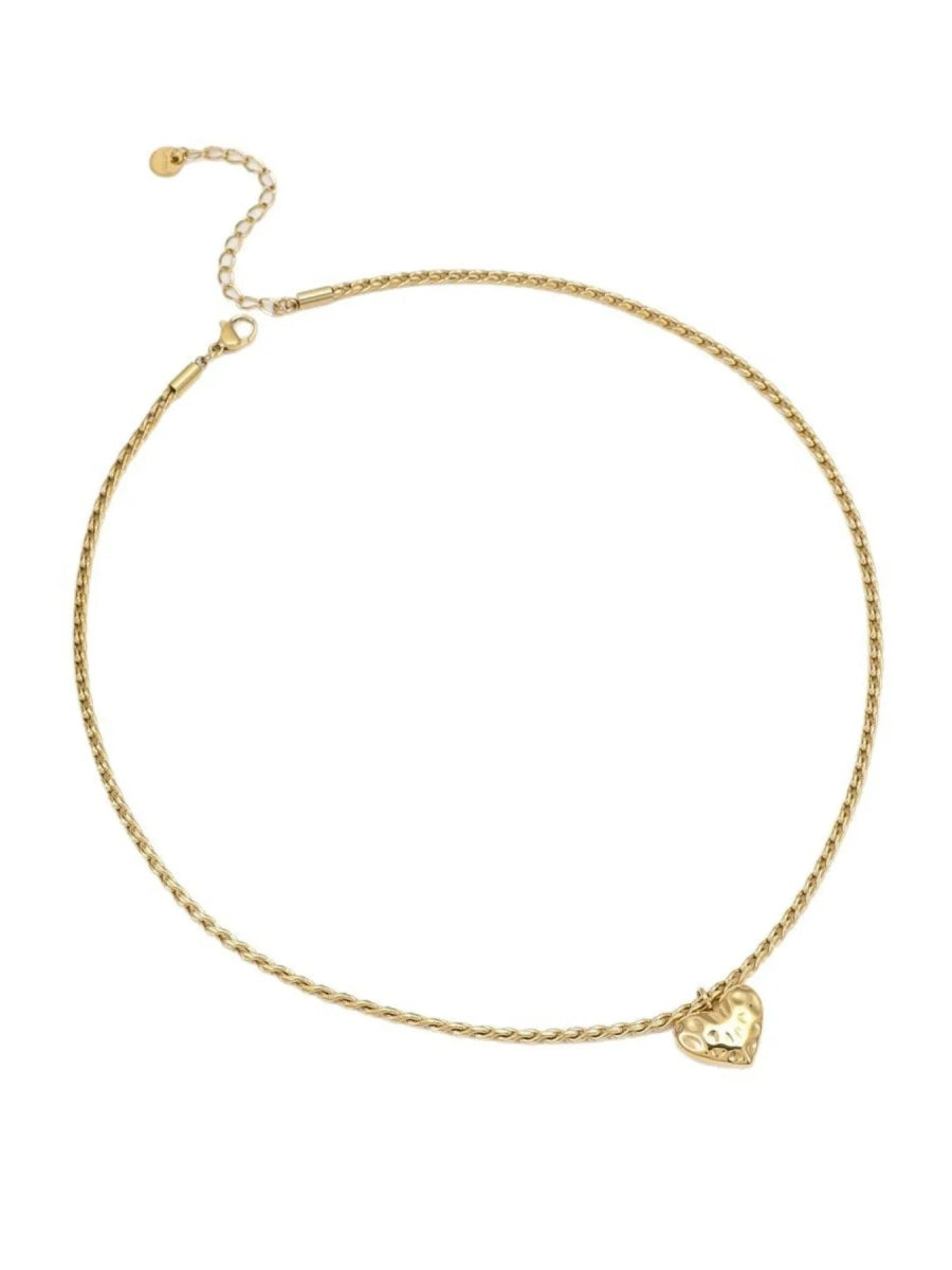18K Gold-Plated Stainless Steel Heart Pendant Necklace.