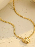 18K Gold-Plated Stainless Steel Heart Pendant Necklace.
